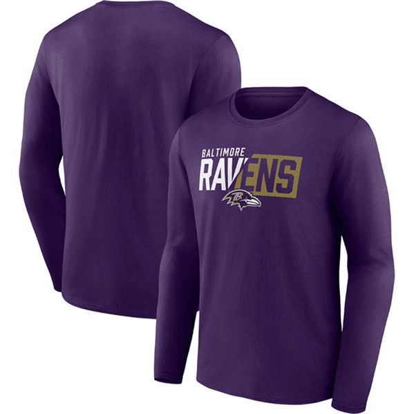 Men's Baltimore Ravens Purple One Two Long Sleeve T-Shirt